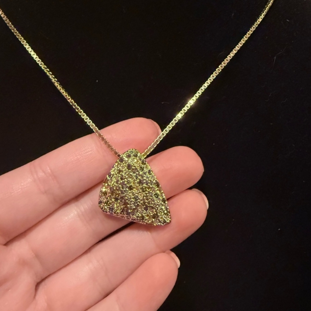 Swarovski Crystal Pave Triangle Gold Necklace